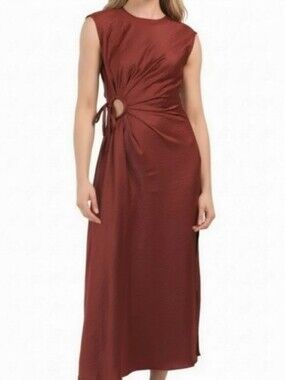 House of Harlow Satin Ruched Side Tie Maxi Dress